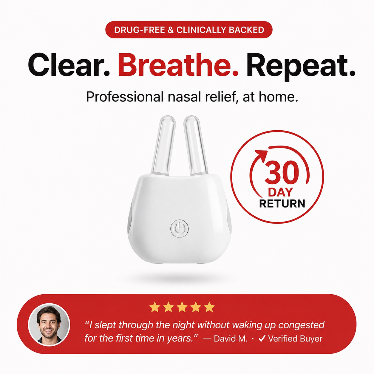 NasalLume™ Pro Relief: Smart Red Light Sinus Therapy