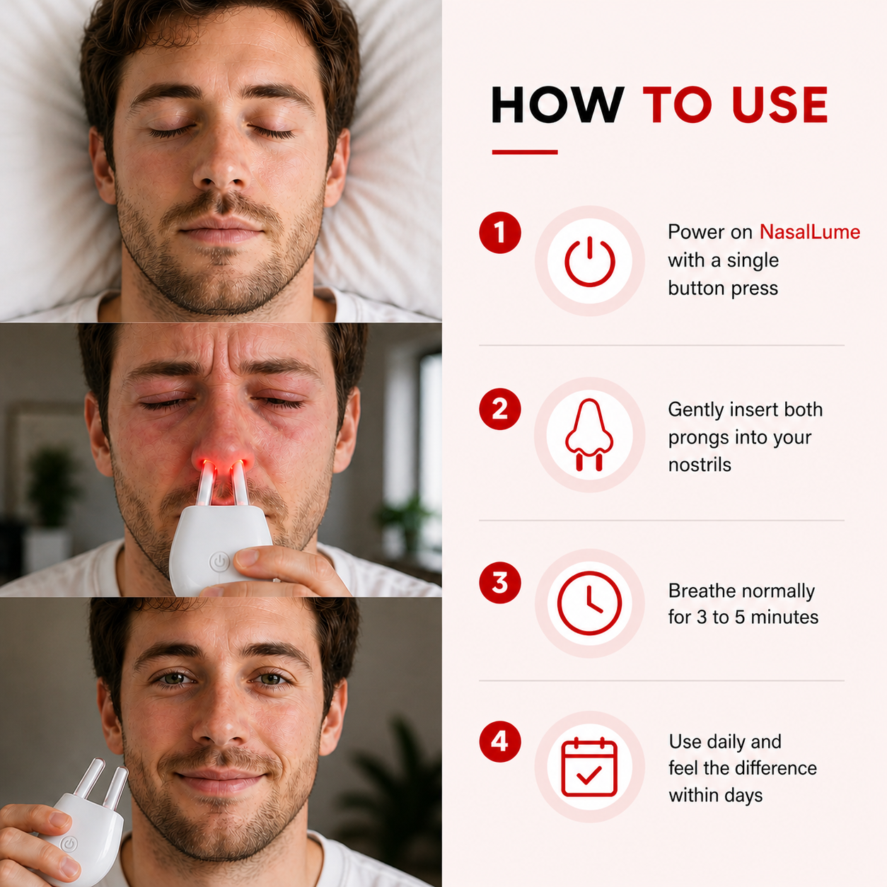 NasalLume™ Pro Relief: Smart Red Light Sinus Therapy