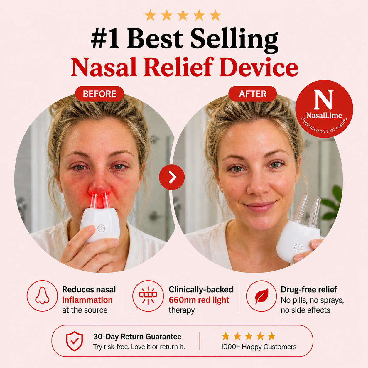 NasalLume™ Pro Relief: Smart Red Light Sinus Therapy